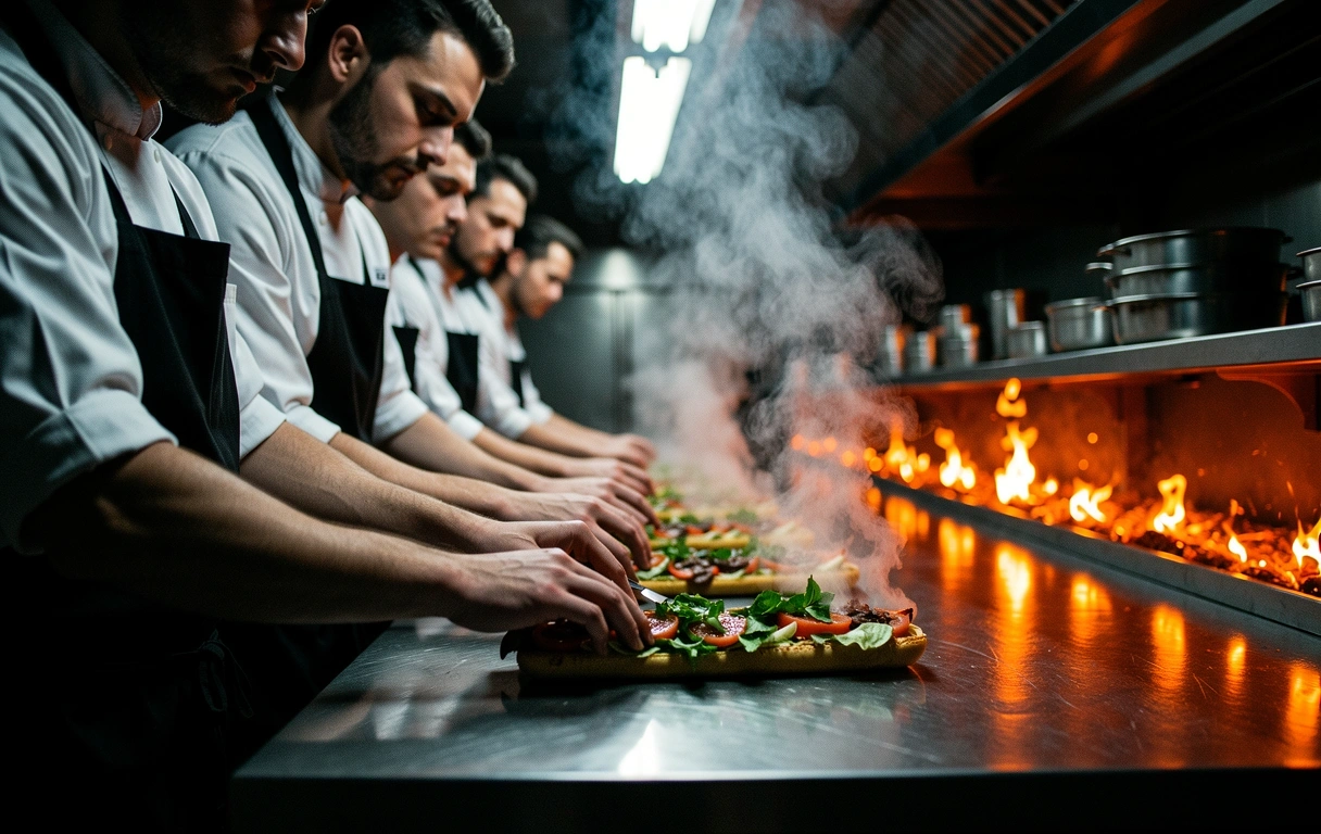 The high-heat kitchen line at Firehouse Oven