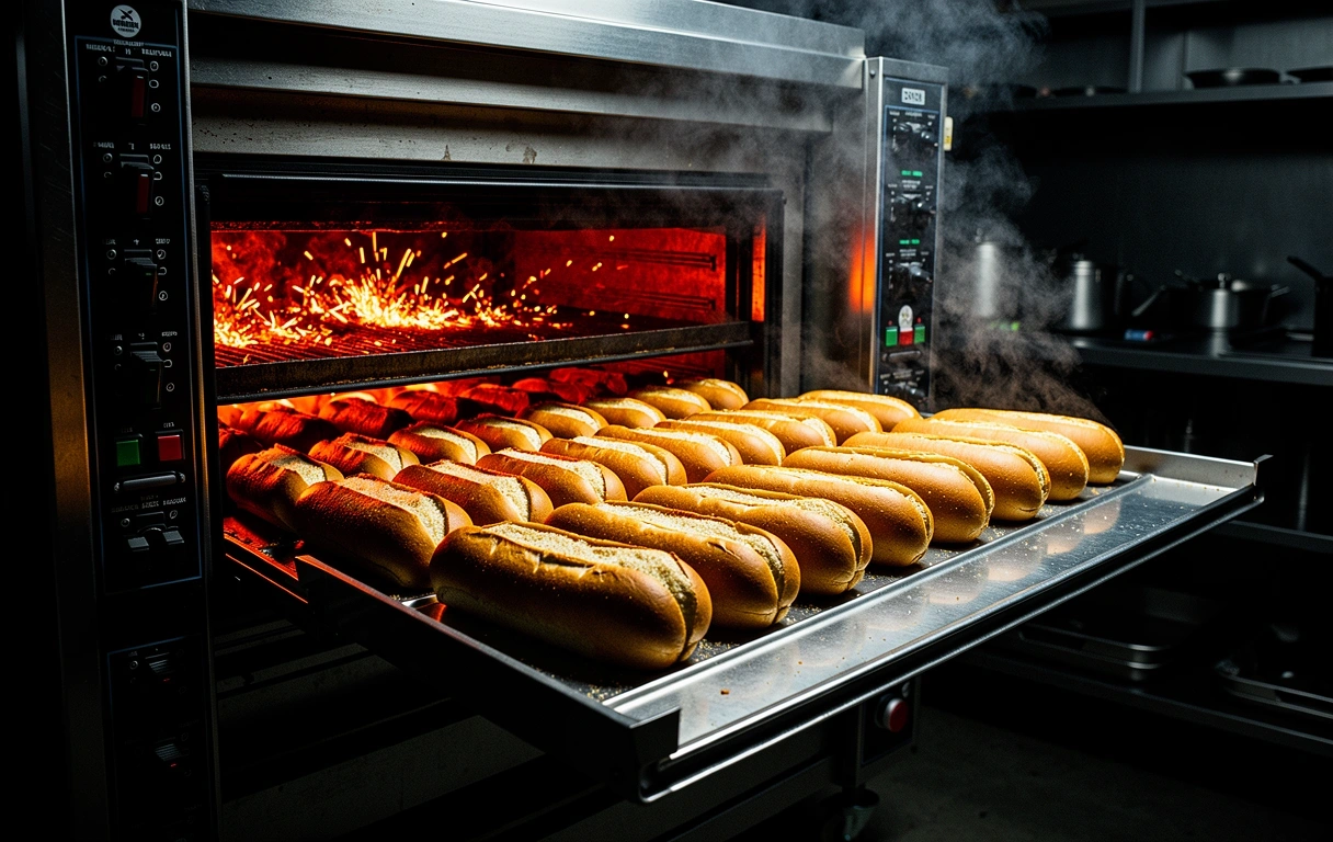 Hot oven-baked subs for catering
