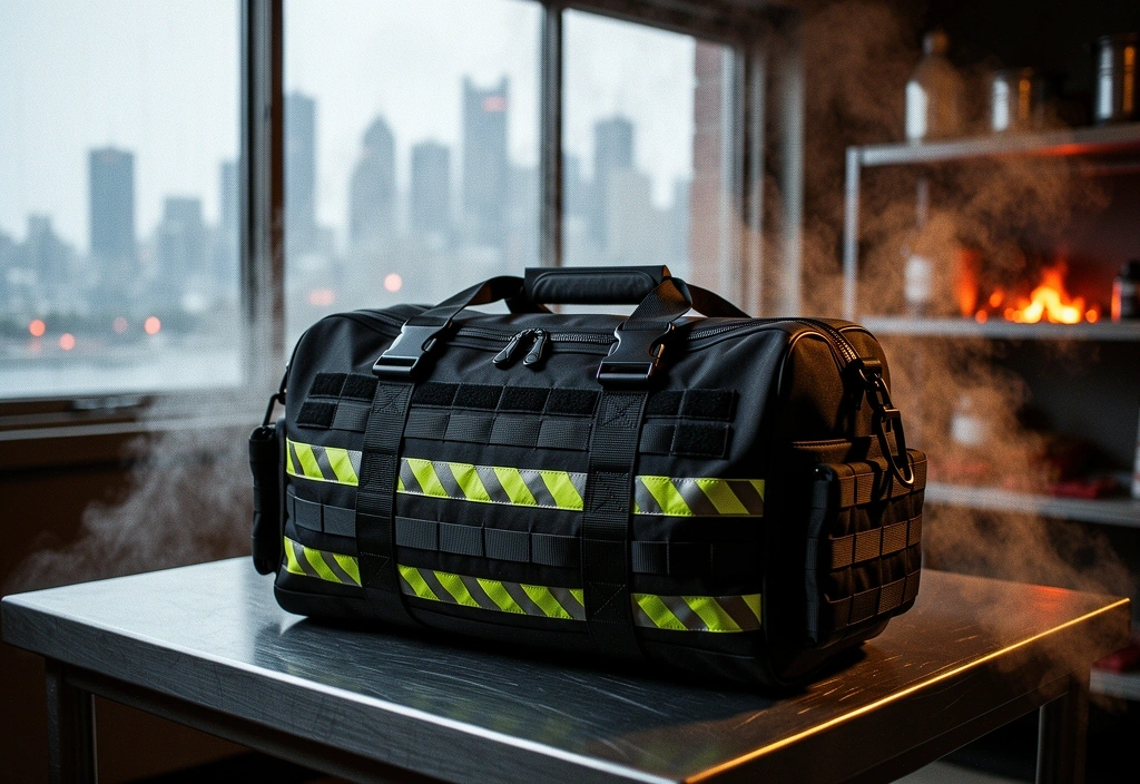Thermal transit bag with hazard strips
