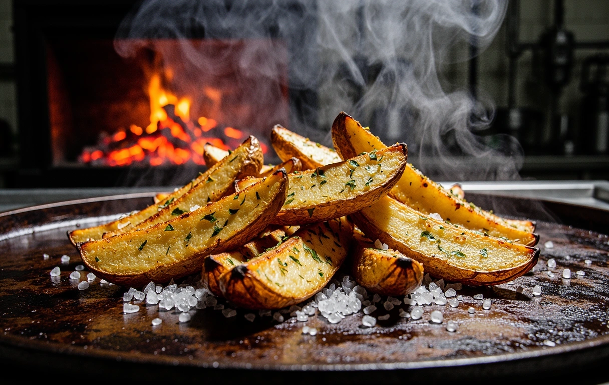 Oven-roasted potato wedges texture